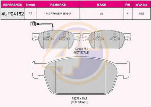 Brake Pad Set, disc brake (4UP04162)