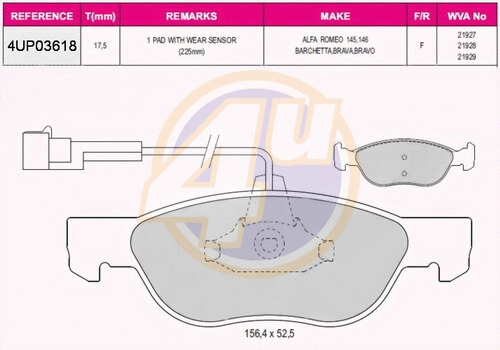 Brake Pad Set, disc brake (4UP03618)