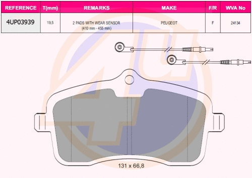 Brake Pad Set, disc brake (4UP03939)