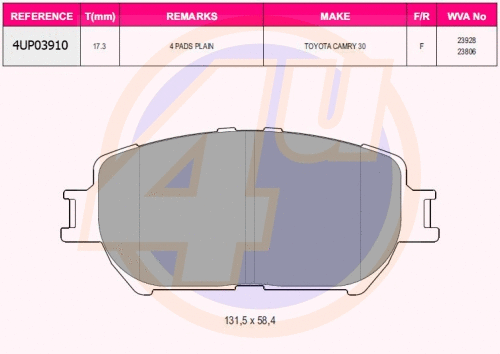 Brake Pad Set, disc brake (4UP03910)