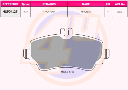 Brake Pad Set, disc brake (4UP04125)