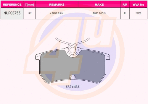 Brake Pad Set, disc brake (4UP03755)