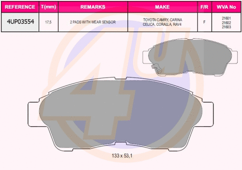 Brake Pad Set, disc brake (4UP03554)