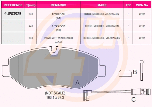 Brake Pad Set, disc brake (4UP03925)