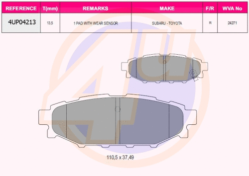 Brake Pad Set, disc brake (4UP04213)