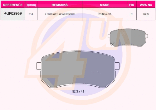 Brake Pad Set, disc brake (4UP03969)