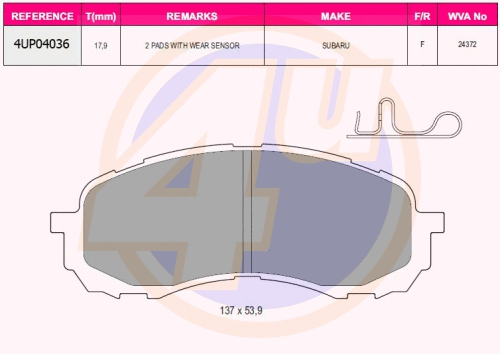 Brake Pad Set, disc brake (4UP04036)