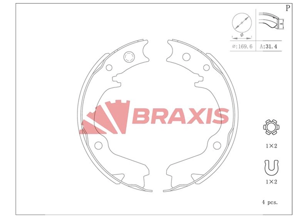 Brake Shoe Set, parking brake (AC0202)