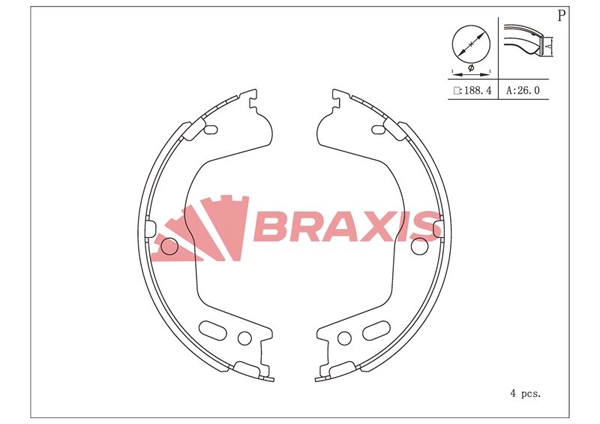Brake Shoe Set, parking brake (AC0214)