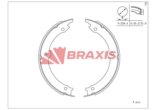 Brake Shoe Set, parking brake (AC0221)