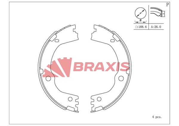 Brake Shoe Set, parking brake (AC0215)