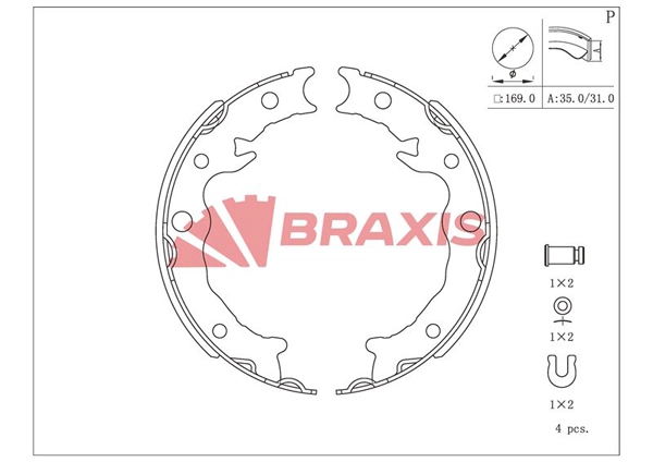Brake Shoe Set, parking brake (AC0220)