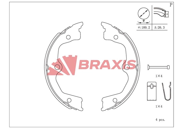Brake Shoe Set, parking brake (AC0184)