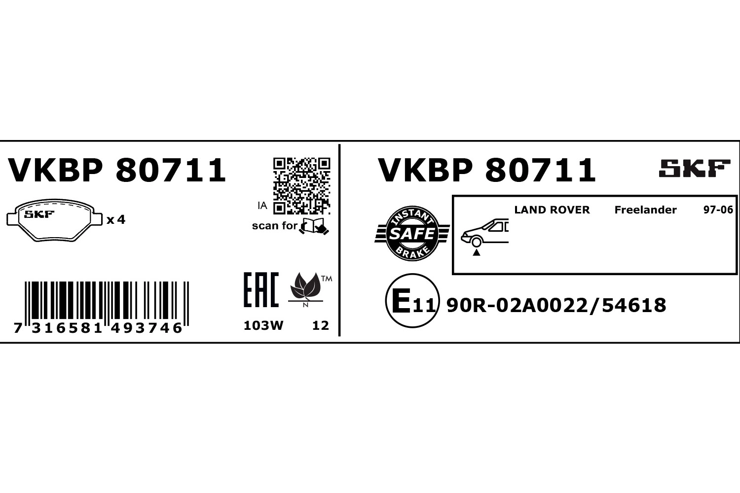 Brake Pad Set, disc brake (VKBP 80711)