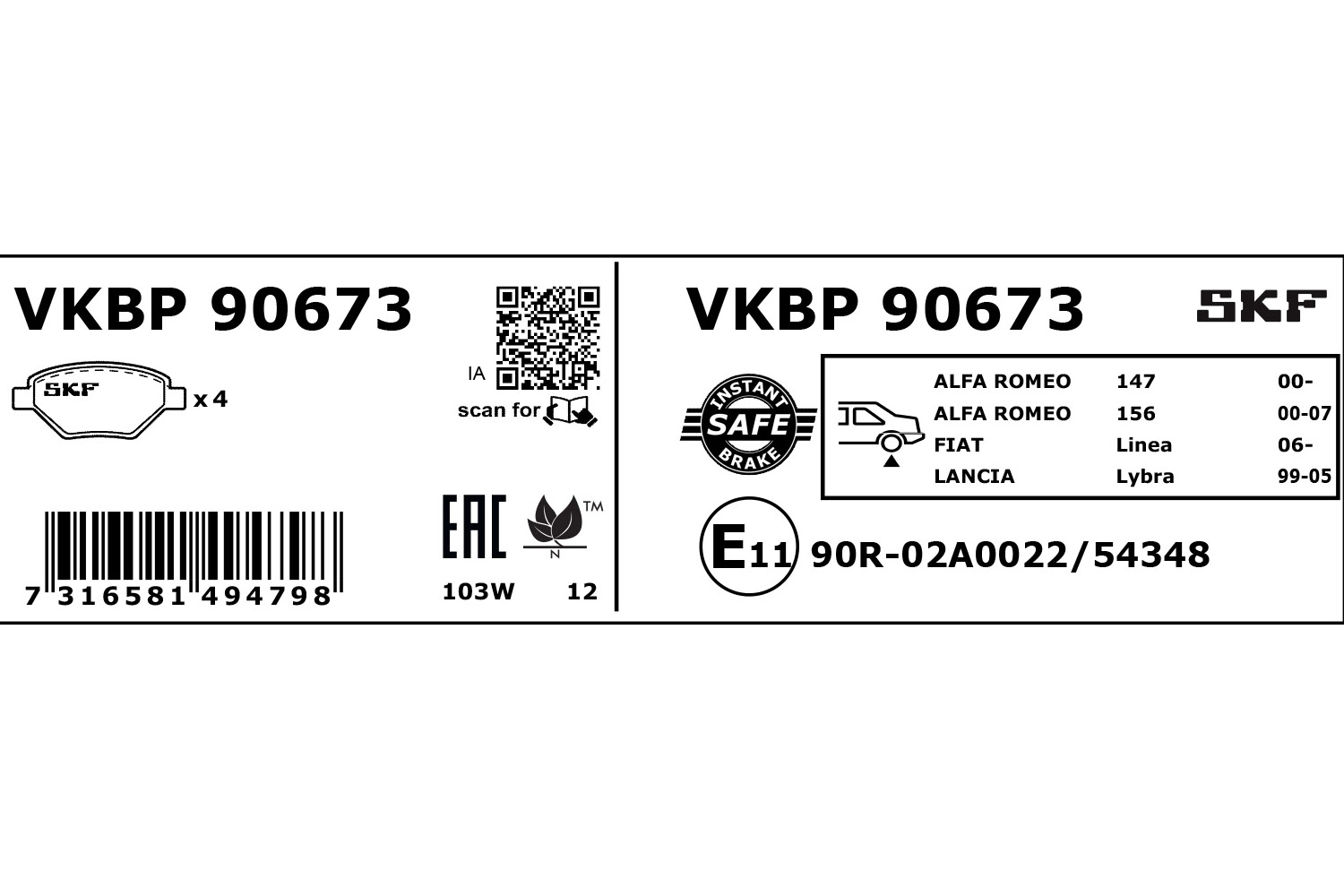 Brake Pad Set, disc brake (VKBP 90673)
