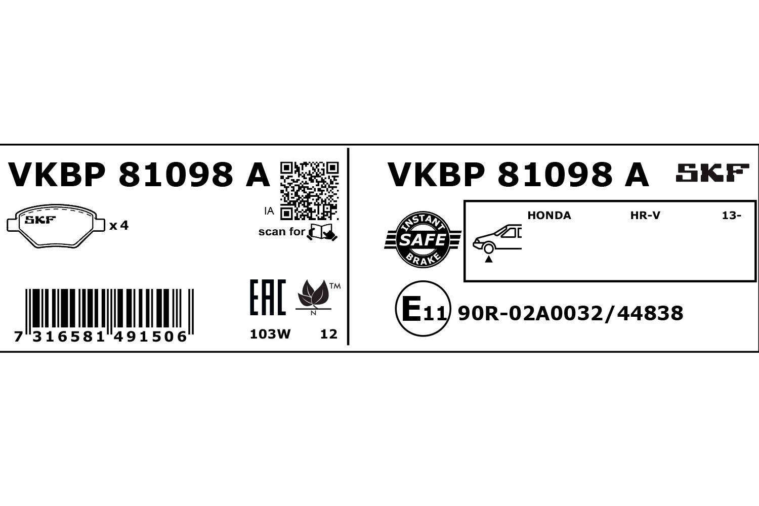 Brake Pad Set, disc brake (VKBP 81098 A)
