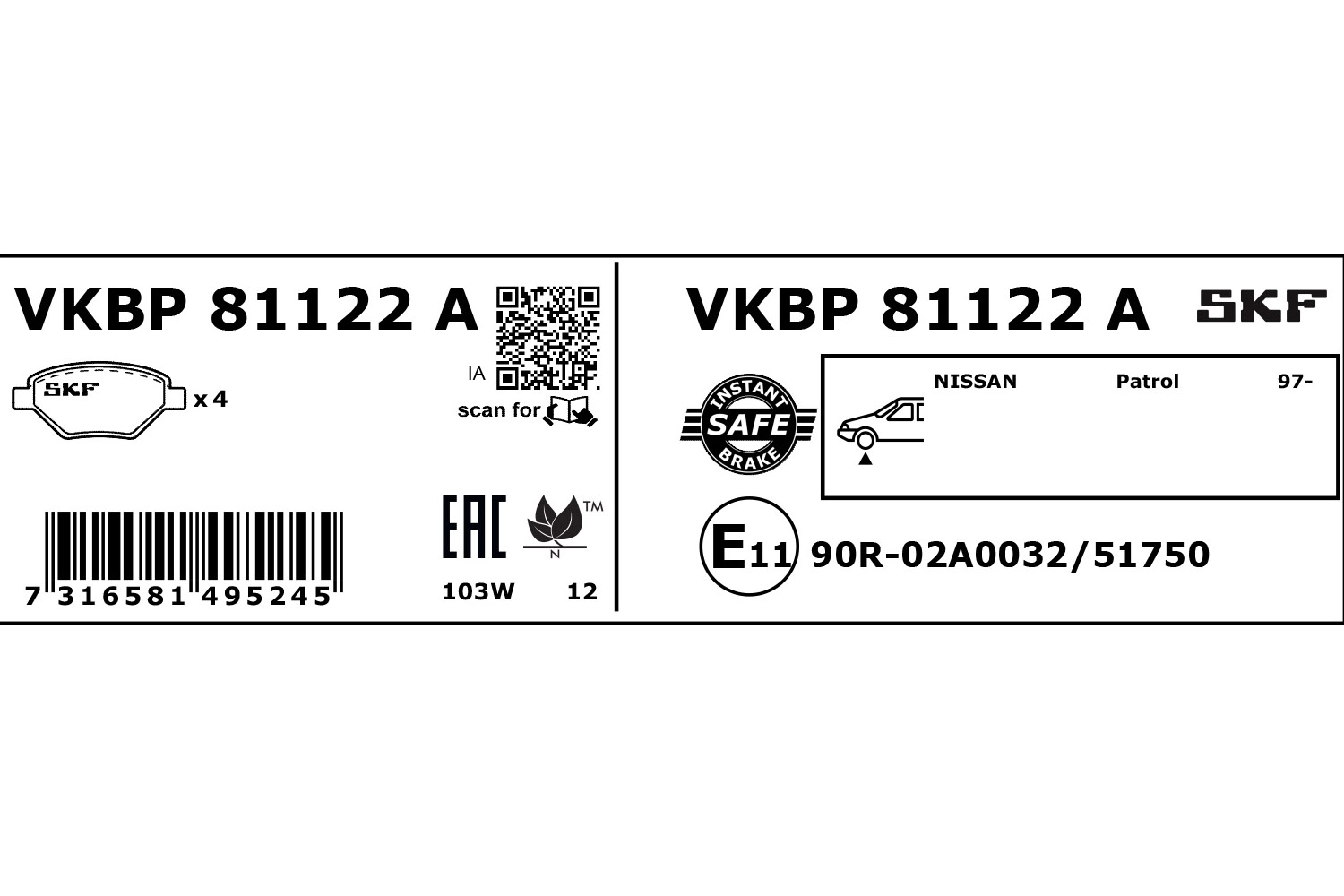 Brake Pad Set, disc brake (VKBP 81122 A)