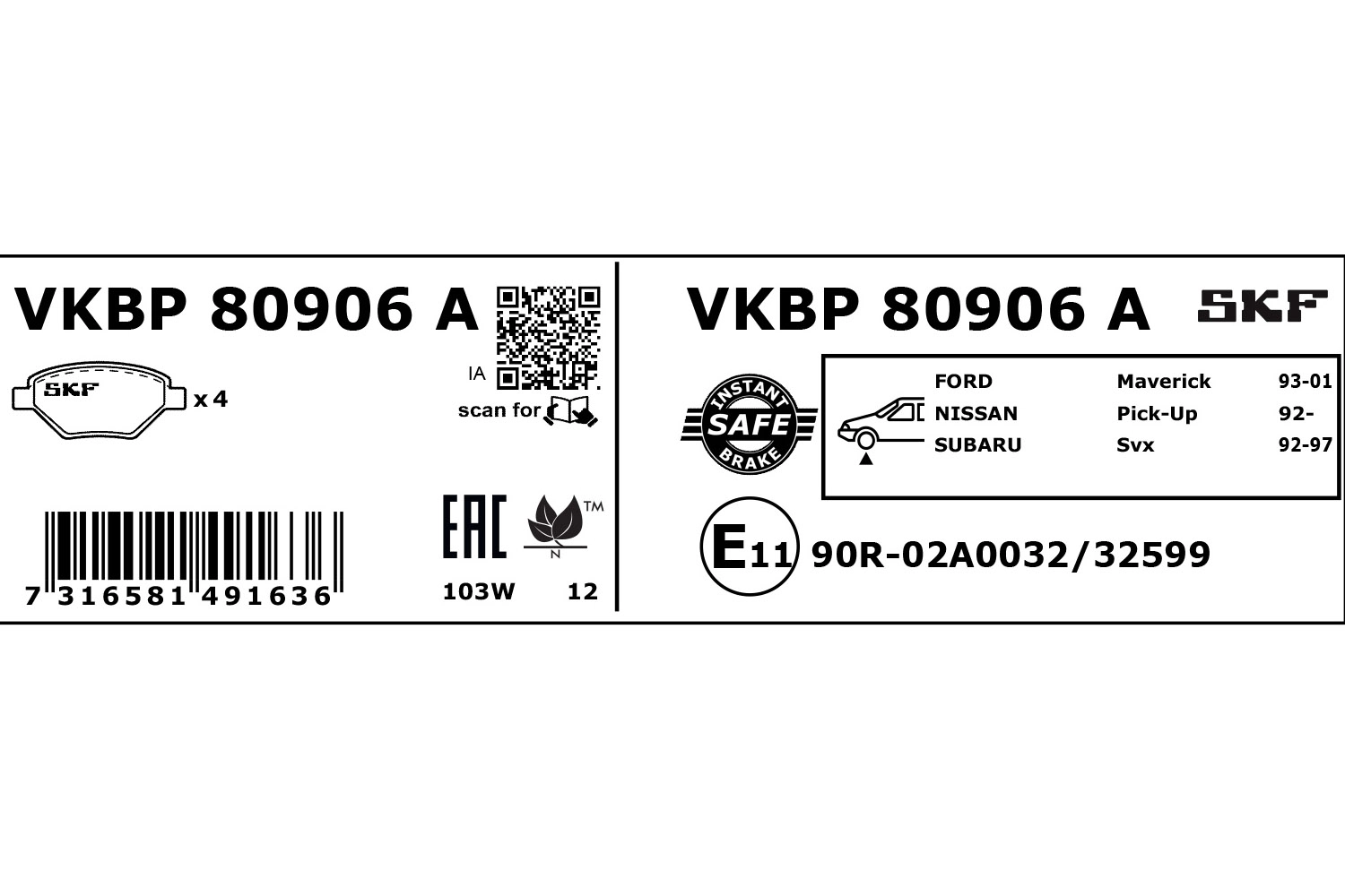 Brake Pad Set, disc brake (VKBP 80906 A)