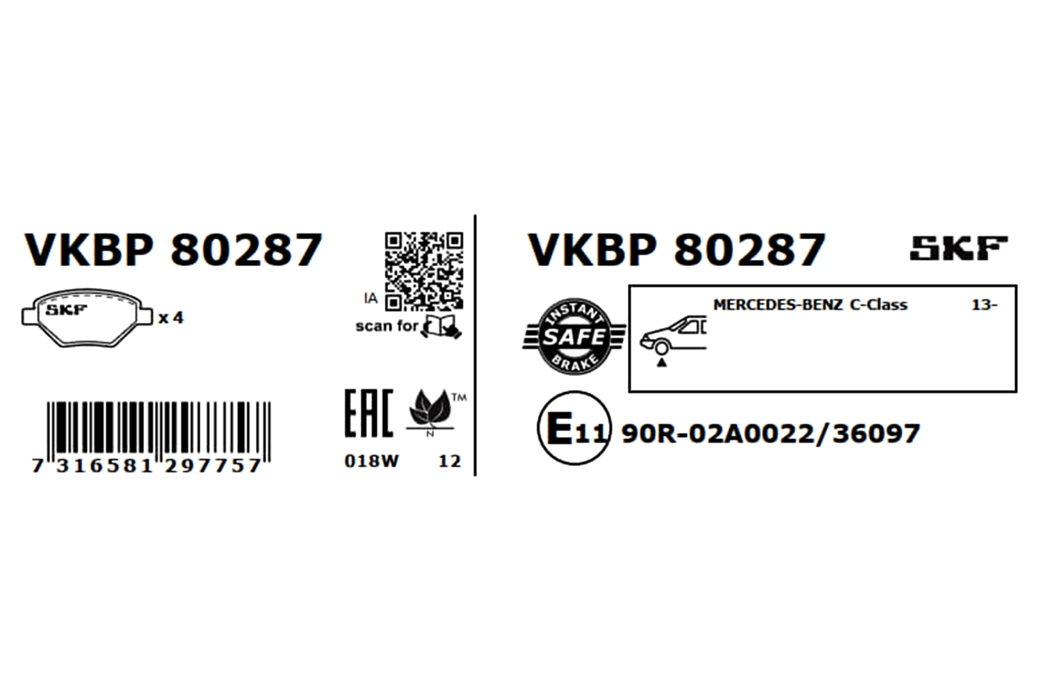 Brake Pad Set, disc brake (VKBP 80287)