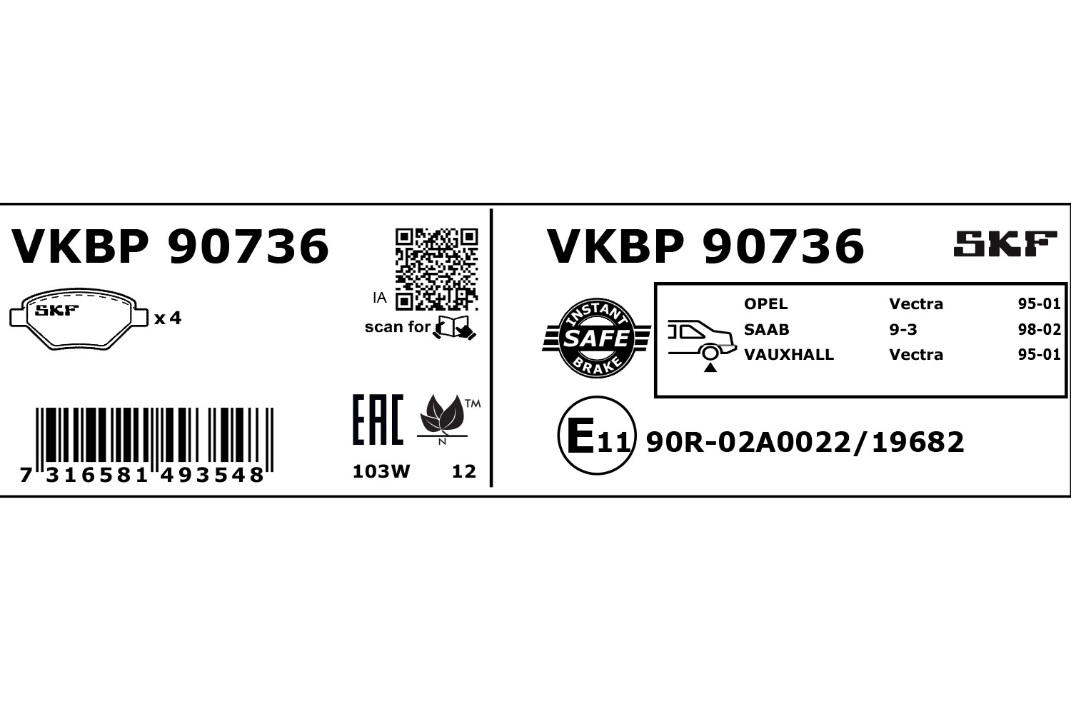 Brake Pad Set, disc brake (VKBP 90736)