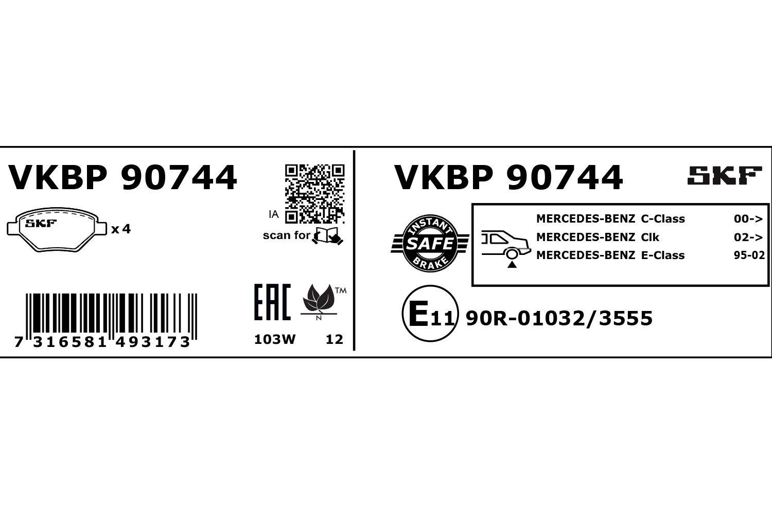 Brake Pad Set, disc brake (VKBP 90744)