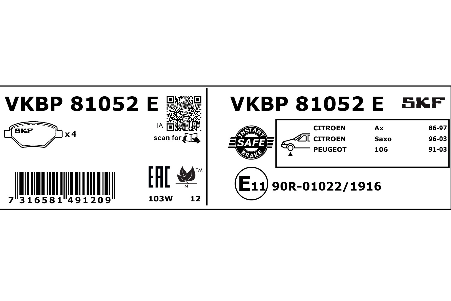 Brake Pad Set, disc brake (VKBP 81052 E)