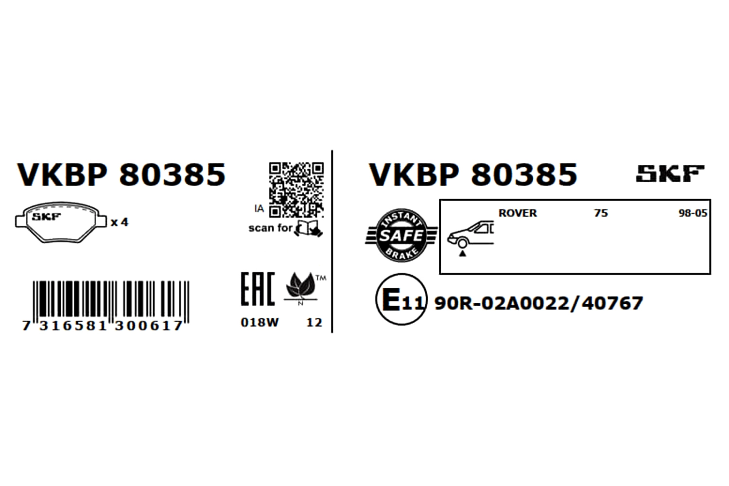 Brake Pad Set, disc brake (VKBP 80385)