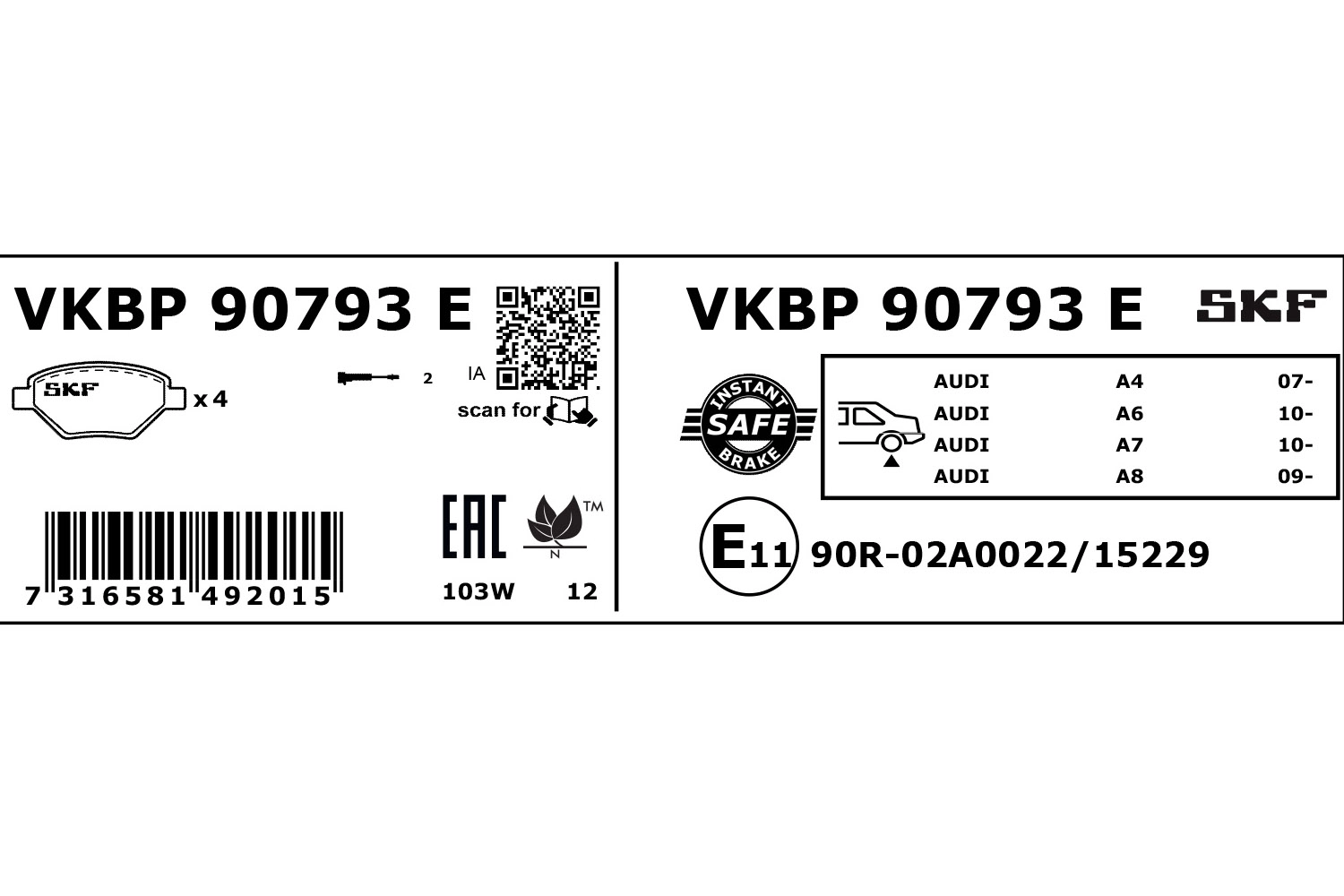 Brake Pad Set, disc brake (VKBP 90793 E)