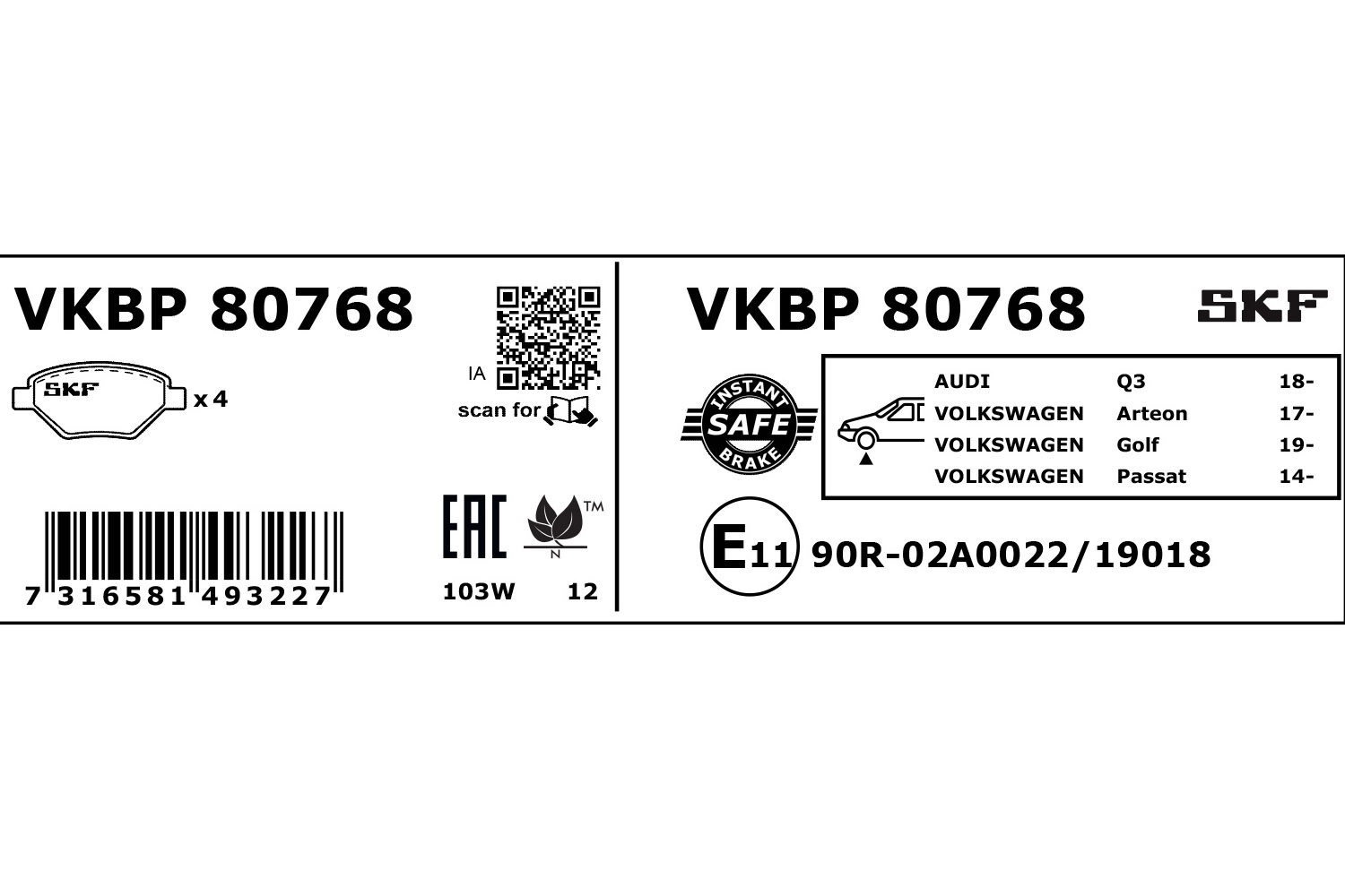 Brake Pad Set, disc brake (VKBP 80768)
