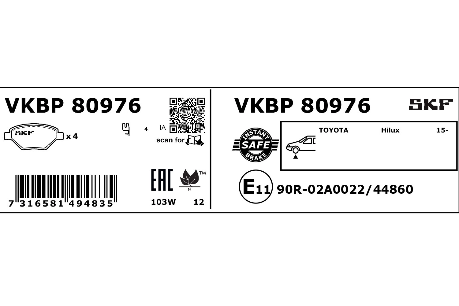 Brake Pad Set, disc brake (VKBP 80976)