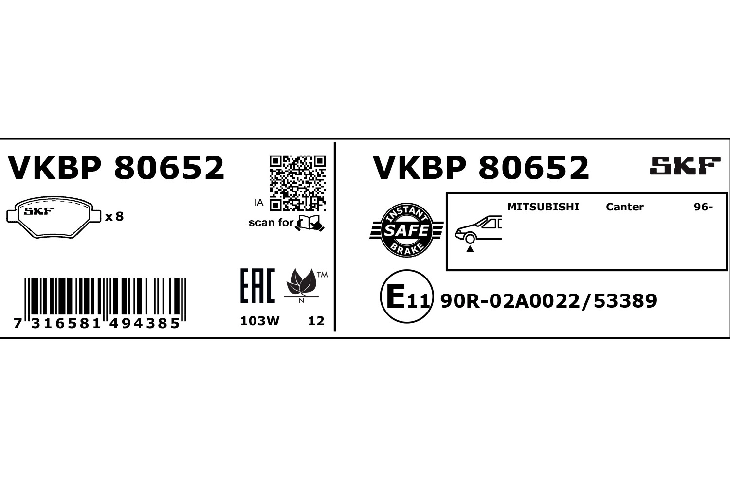 Brake Pad Set, disc brake (VKBP 80652)