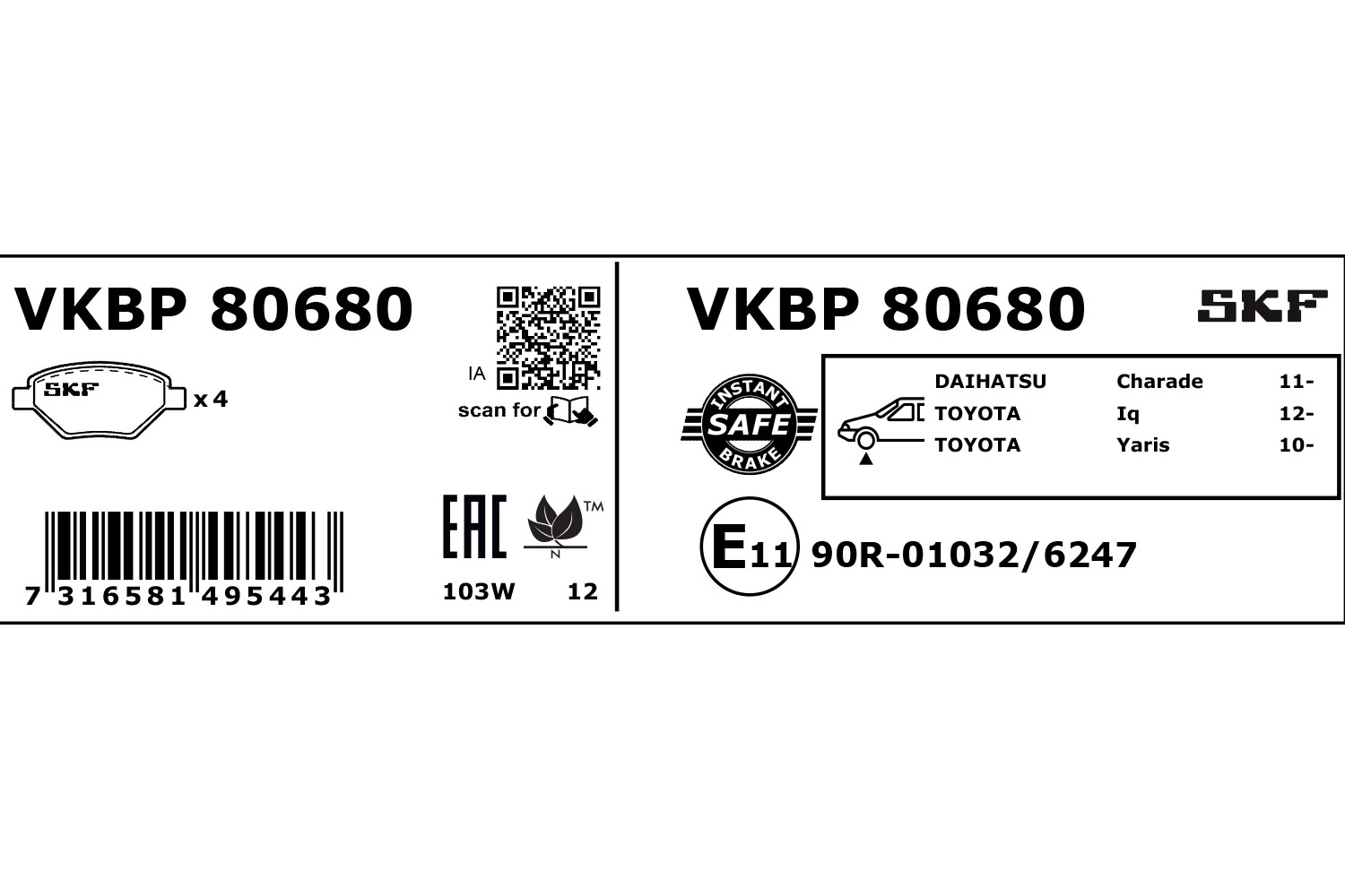 Brake Pad Set, disc brake (VKBP 80680)