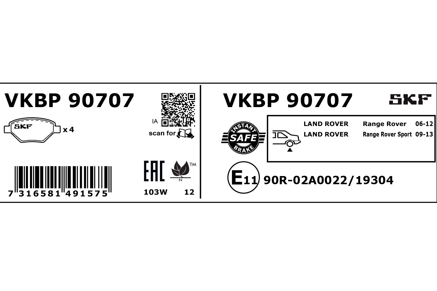 Brake Pad Set, disc brake (VKBP 90707)