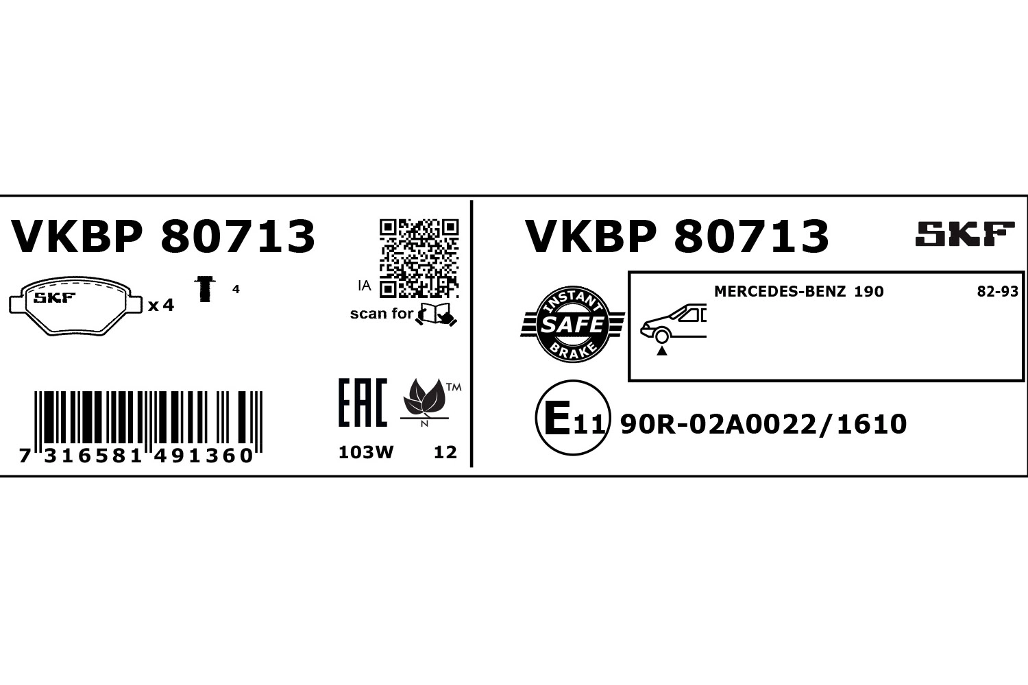 Brake Pad Set, disc brake (VKBP 80713)