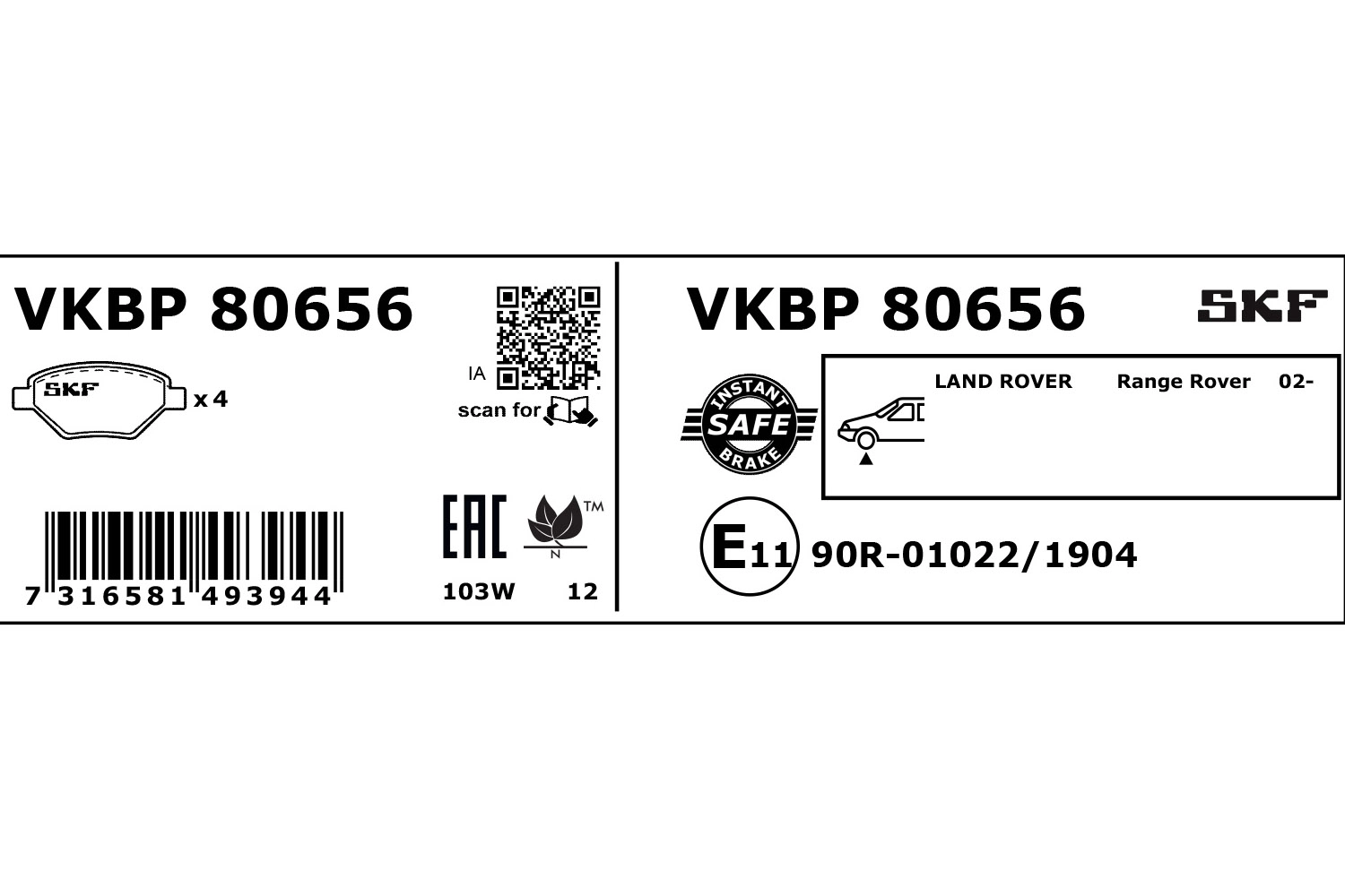 Brake Pad Set, disc brake (VKBP 80656)