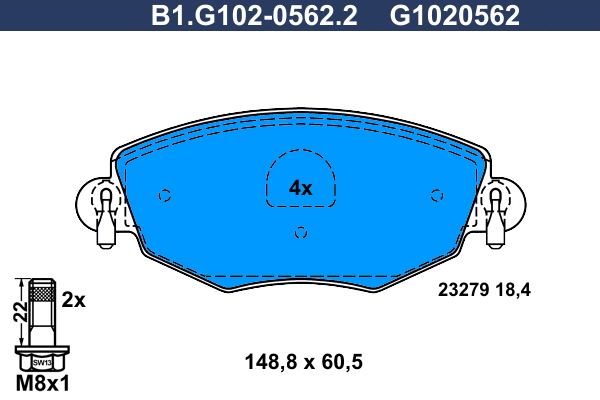 Brake Pad Set, disc brake (B1.G102-0562.2)