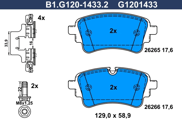 Brake Pad Set, disc brake (B1.G120-1433.2)