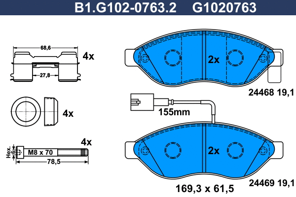 Brake Pad Set, disc brake (B1.G102-0763.2)