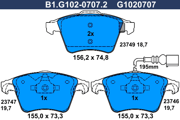 Brake Pad Set, disc brake (B1.G102-0707.2)