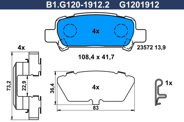 Brake Pad Set, disc brake (B1.G120-1912.2)