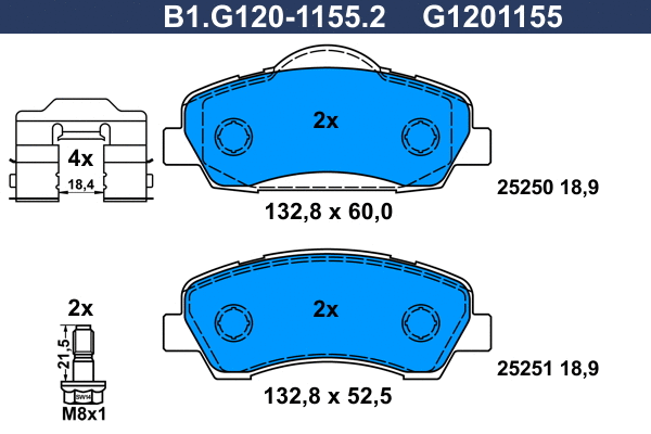 Brake Pad Set, disc brake (B1.G120-1155.2)