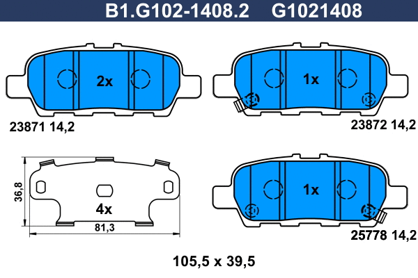 Brake Pad Set, disc brake (B1.G102-1408.2)