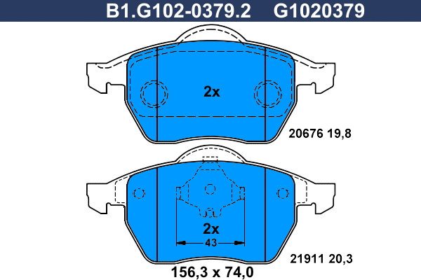 Brake Pad Set, disc brake (B1.G102-0379.2)