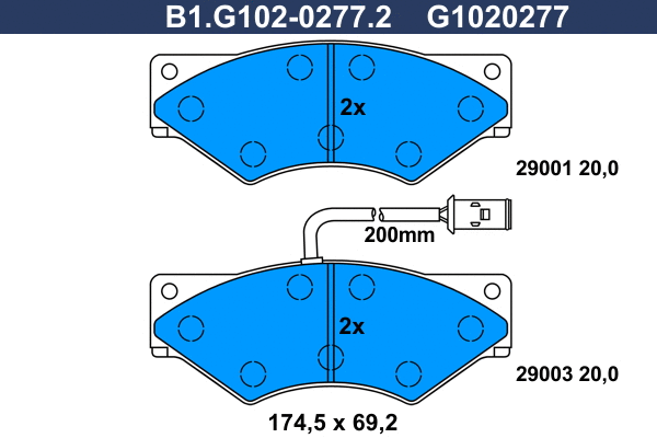 Brake Pad Set, disc brake (B1.G102-0277.2)