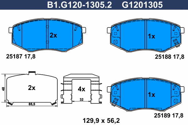 Brake Pad Set, disc brake (B1.G120-1305.2)