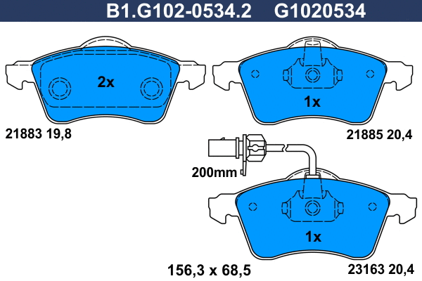 Brake Pad Set, disc brake (B1.G102-0534.2)