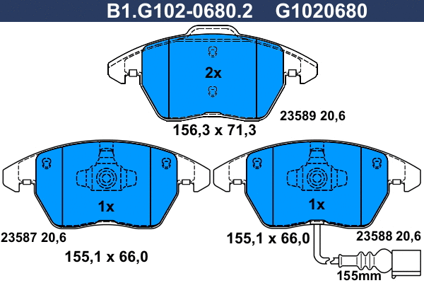 Brake Pad Set, disc brake (B1.G102-0680.2)