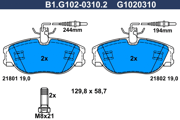 Brake Pad Set, disc brake (B1.G102-0310.2)