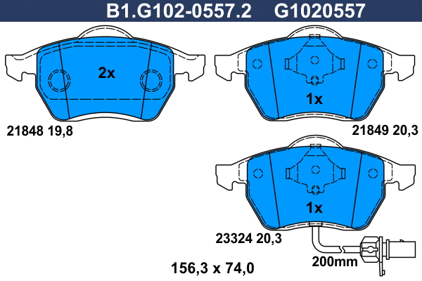 Brake Pad Set, disc brake (B1.G102-0557.2)