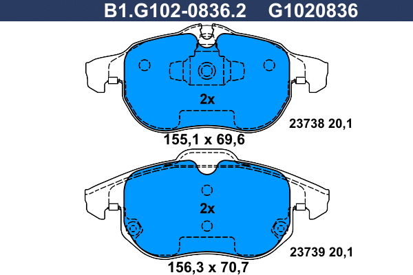 Brake Pad Set, disc brake (B1.G102-0836.2)